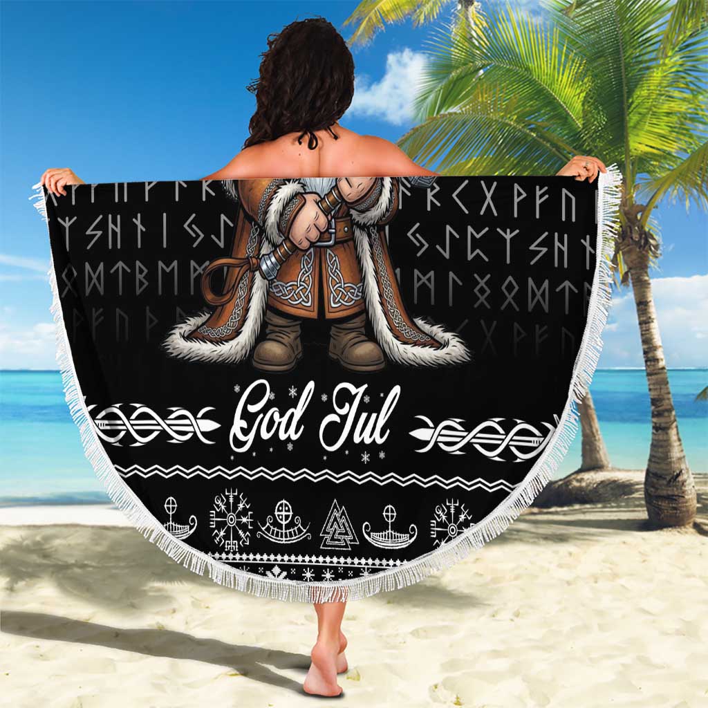 Viking Gnome Christmas Beach Blanket Nordic Xmas Spirit Pattern - Wonder Print Shop