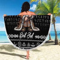 Viking Gnome Christmas Beach Blanket Nordic Xmas Spirit Pattern - Wonder Print Shop