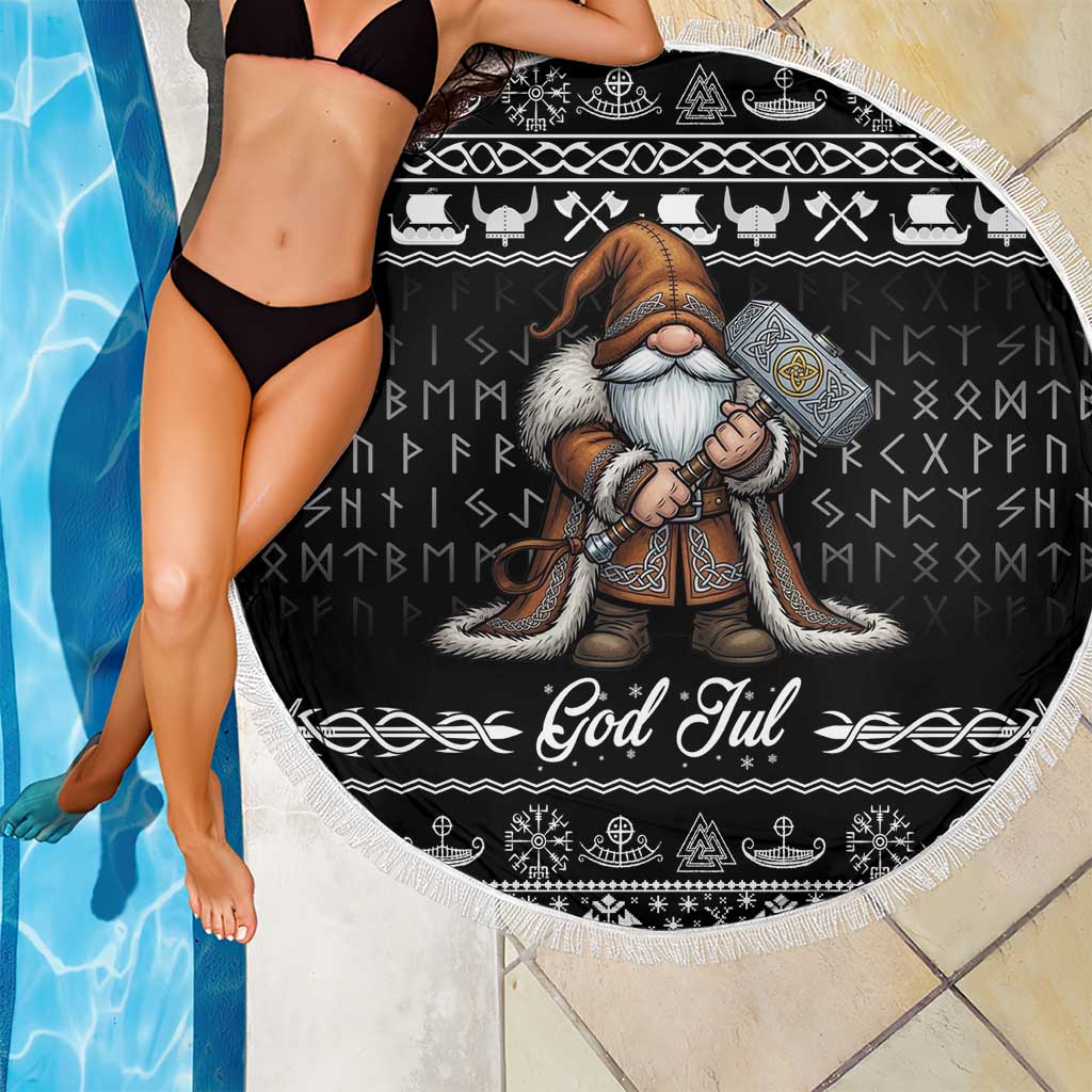 Viking Gnome Christmas Beach Blanket Nordic Xmas Spirit Pattern - Wonder Print Shop