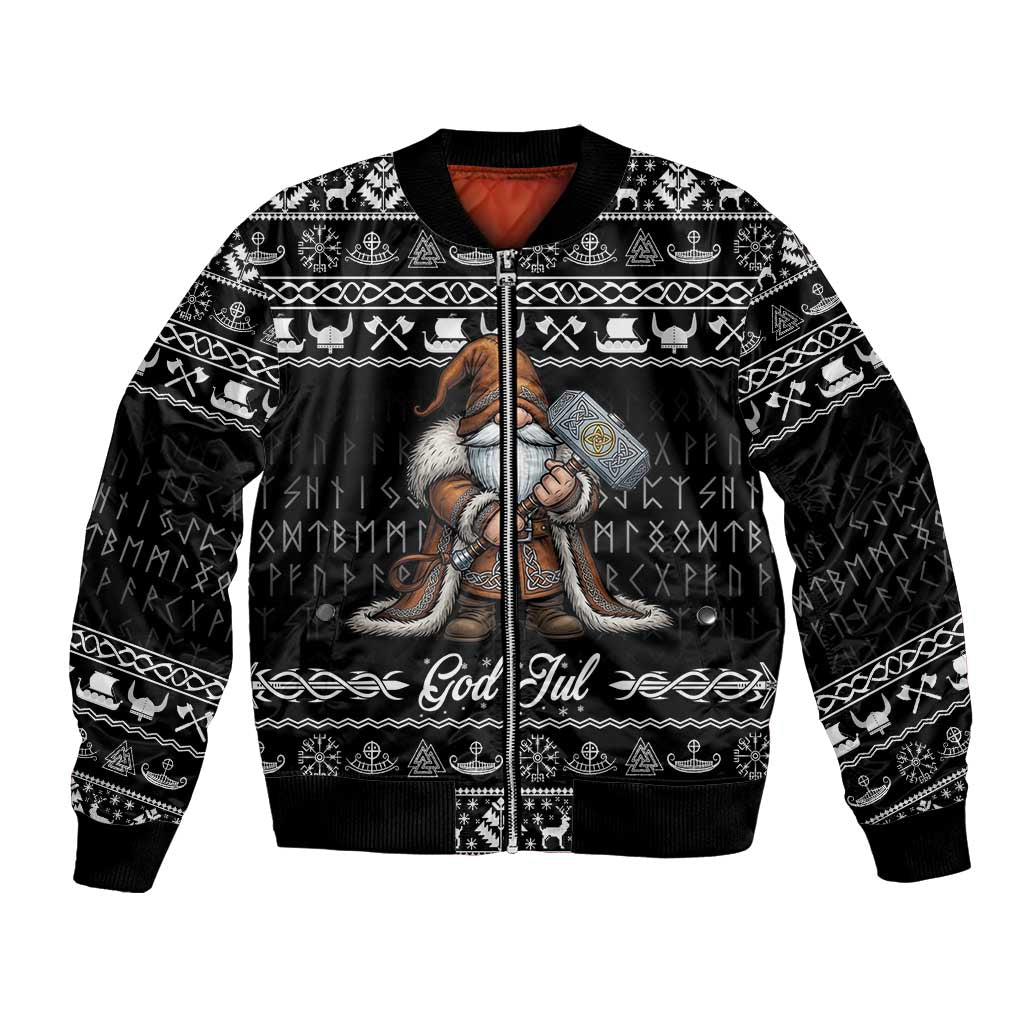 Viking Gnome Christmas Bomber Jacket Nordic Xmas Spirit Pattern - Wonder Print Shop