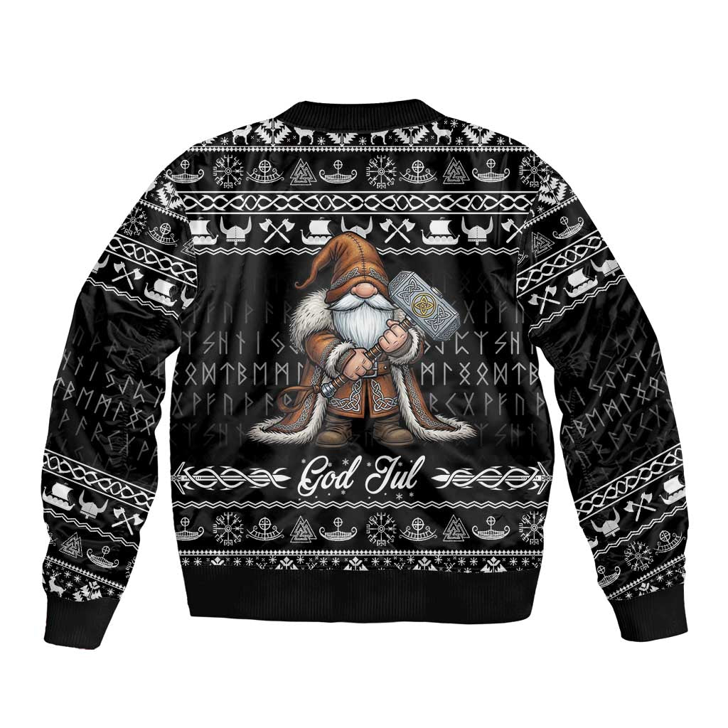 Viking Gnome Christmas Bomber Jacket Nordic Xmas Spirit Pattern - Wonder Print Shop