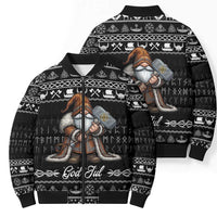 Viking Gnome Christmas Bomber Puffer Jacket Nordic Xmas Spirit Pattern - Wonder Print Shop