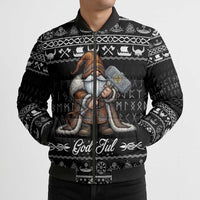 Viking Gnome Christmas Bomber Puffer Jacket Nordic Xmas Spirit Pattern - Wonder Print Shop