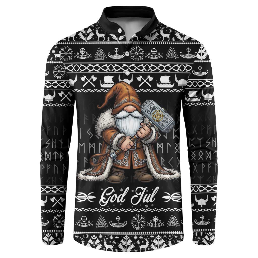 Viking Gnome Christmas Button Sweatshirt Nordic Xmas Spirit Pattern - Wonder Print Shop