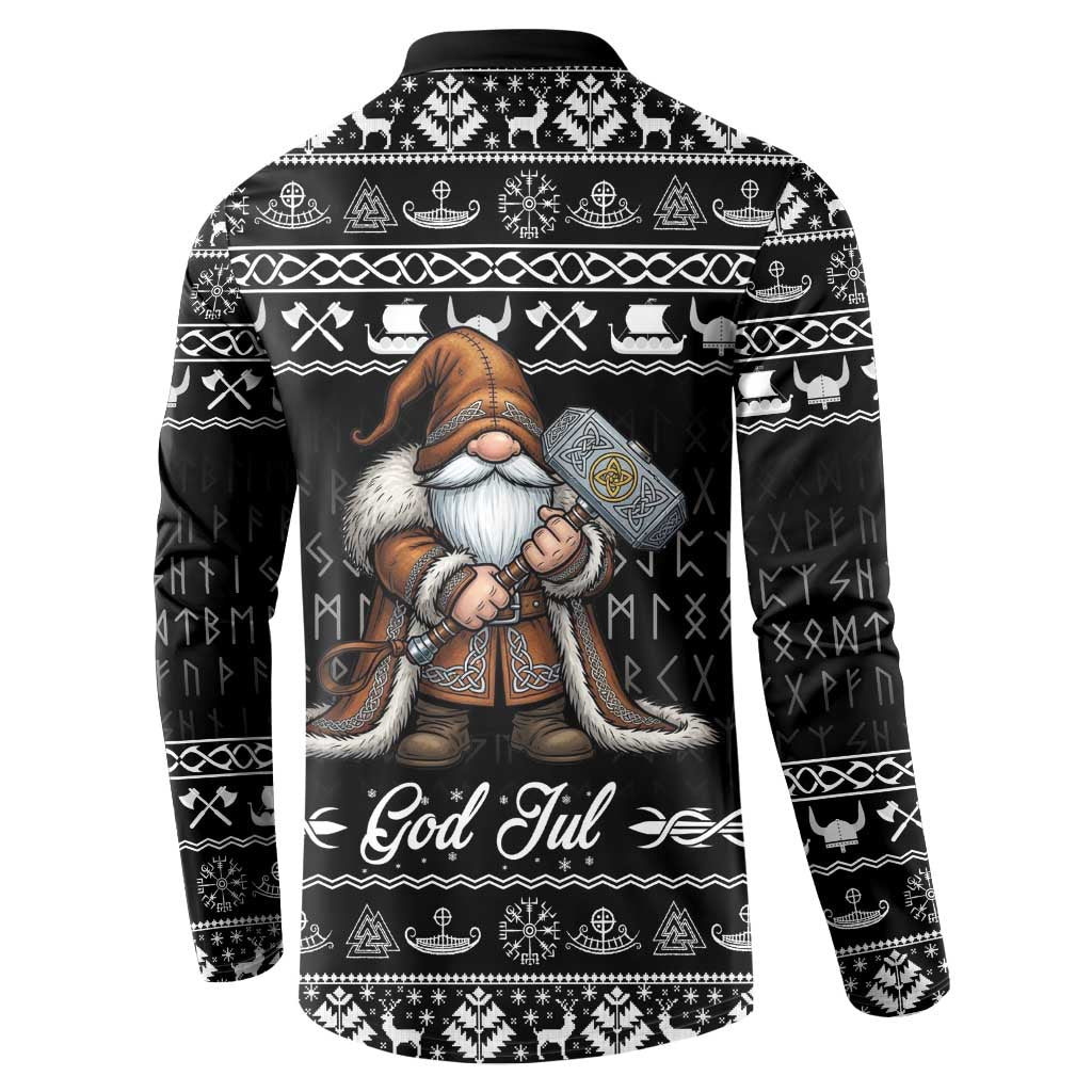 Viking Gnome Christmas Button Sweatshirt Nordic Xmas Spirit Pattern - Wonder Print Shop