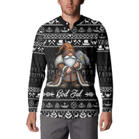 Viking Gnome Christmas Button Sweatshirt Nordic Xmas Spirit Pattern - Wonder Print Shop