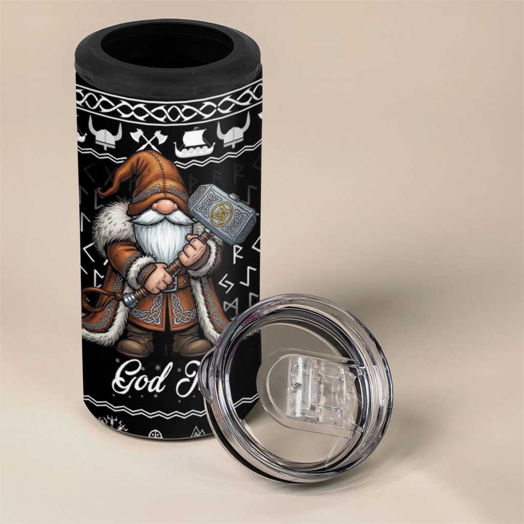 Viking Gnome Christmas 4 in 1 Can Cooler Tumbler Nordic Xmas Spirit Pattern - Wonder Print Shop