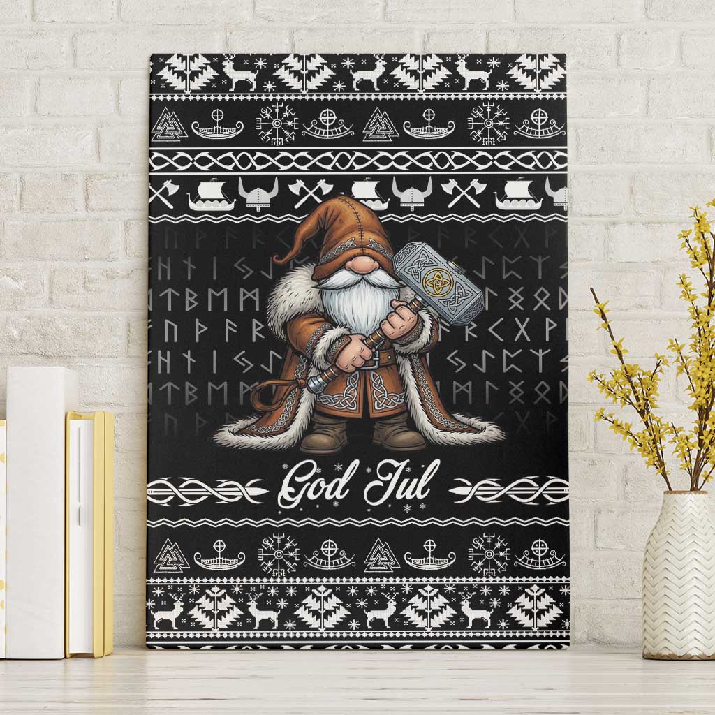 Viking Gnome Christmas Canvas Wall Art Nordic Xmas Spirit Pattern - Wonder Print Shop