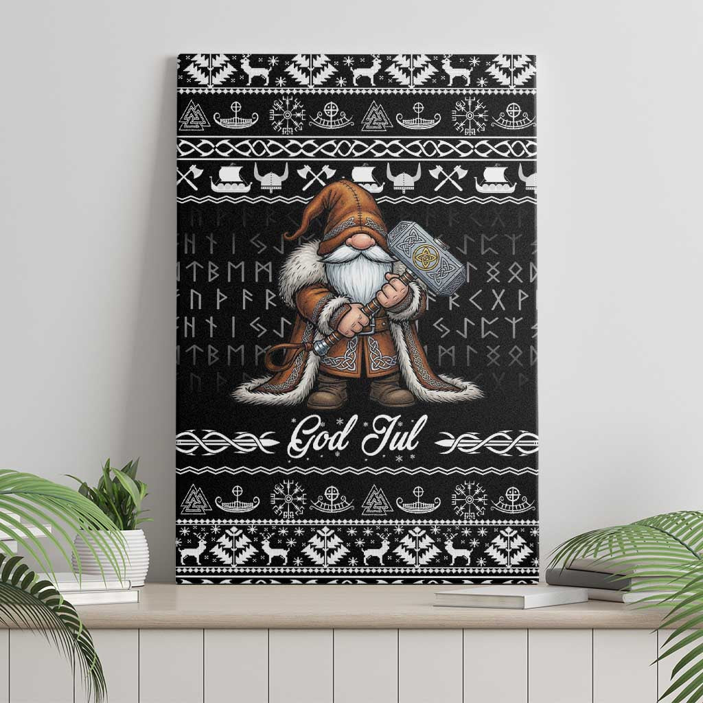 Viking Gnome Christmas Canvas Wall Art Nordic Xmas Spirit Pattern - Wonder Print Shop