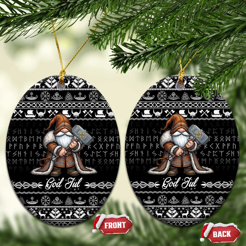 Viking Gnome Christmas Ceramic Ornament Nordic Xmas Spirit Pattern - Wonder Print Shop