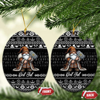 Viking Gnome Christmas Ceramic Ornament Nordic Xmas Spirit Pattern - Wonder Print Shop