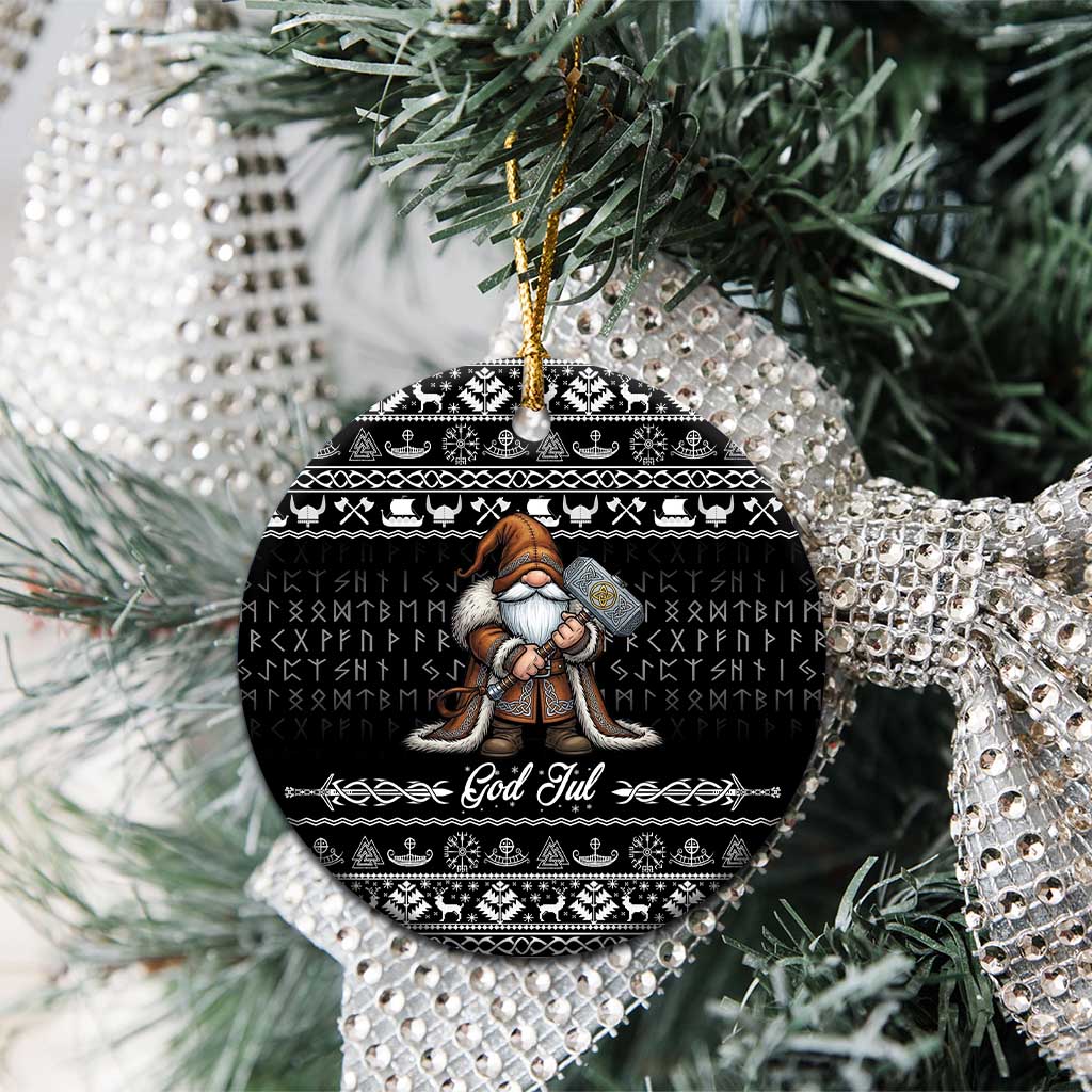 Viking Gnome Christmas Ceramic Ornament Nordic Xmas Spirit Pattern - Wonder Print Shop