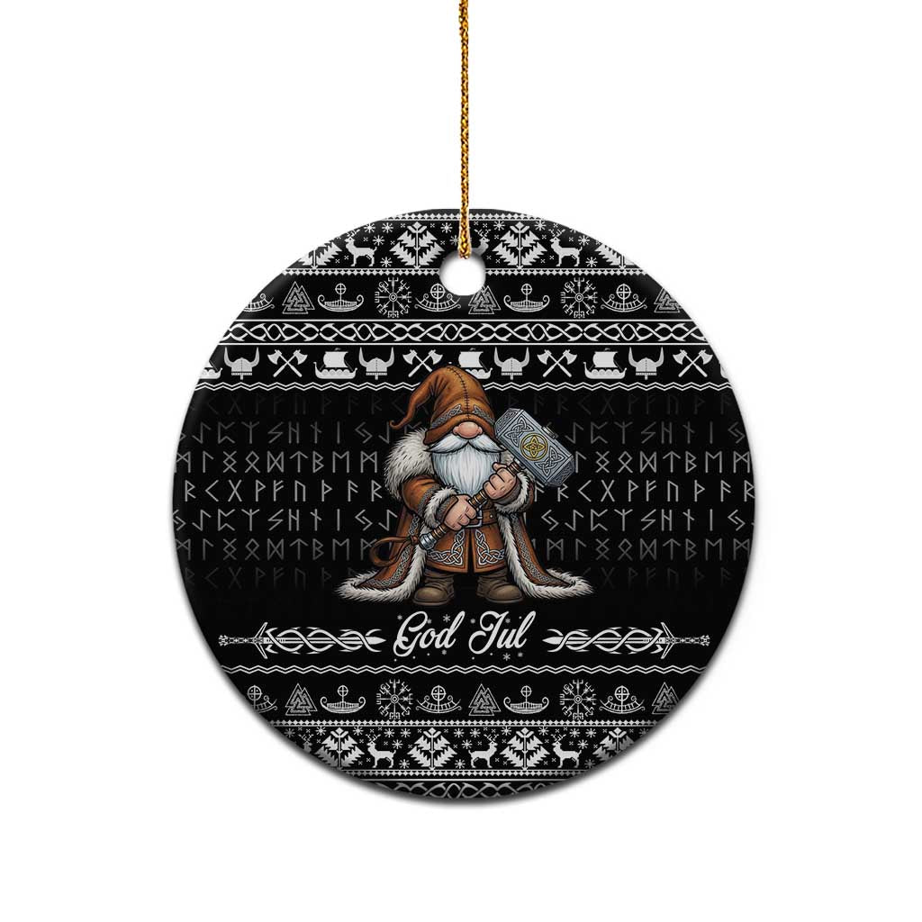 Viking Gnome Christmas Ceramic Ornament Nordic Xmas Spirit Pattern - Wonder Print Shop