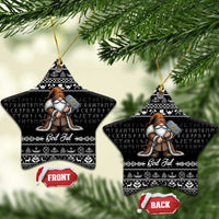 Viking Gnome Christmas Ceramic Ornament Nordic Xmas Spirit Pattern - Wonder Print Shop