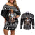 Viking Gnome Christmas Couples Matching Off Shoulder Short Dress and Long Sleeve Button Shirt Nordic Xmas Spirit Pattern - Wonder Print Shop