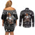 Viking Gnome Christmas Couples Matching Off Shoulder Short Dress and Long Sleeve Button Shirt Nordic Xmas Spirit Pattern - Wonder Print Shop