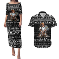 Viking Gnome Christmas Couples Matching Puletasi and Hawaiian Shirt Nordic Xmas Spirit Pattern - Wonder Print Shop