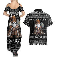 Viking Gnome Christmas Couples Matching Summer Maxi Dress and Hawaiian Shirt Nordic Xmas Spirit Pattern - Wonder Print Shop