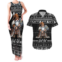 Viking Gnome Christmas Couples Matching Tank Maxi Dress and Hawaiian Shirt Nordic Xmas Spirit Pattern - Wonder Print Shop