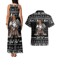 Viking Gnome Christmas Couples Matching Tank Maxi Dress and Hawaiian Shirt Nordic Xmas Spirit Pattern - Wonder Print Shop