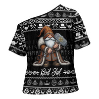 Viking Gnome Christmas Cross Shoulder Shirt Nordic Xmas Spirit Pattern - Wonder Print Shop