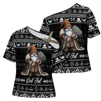 Viking Gnome Christmas Cross Shoulder Shirt Nordic Xmas Spirit Pattern - Wonder Print Shop