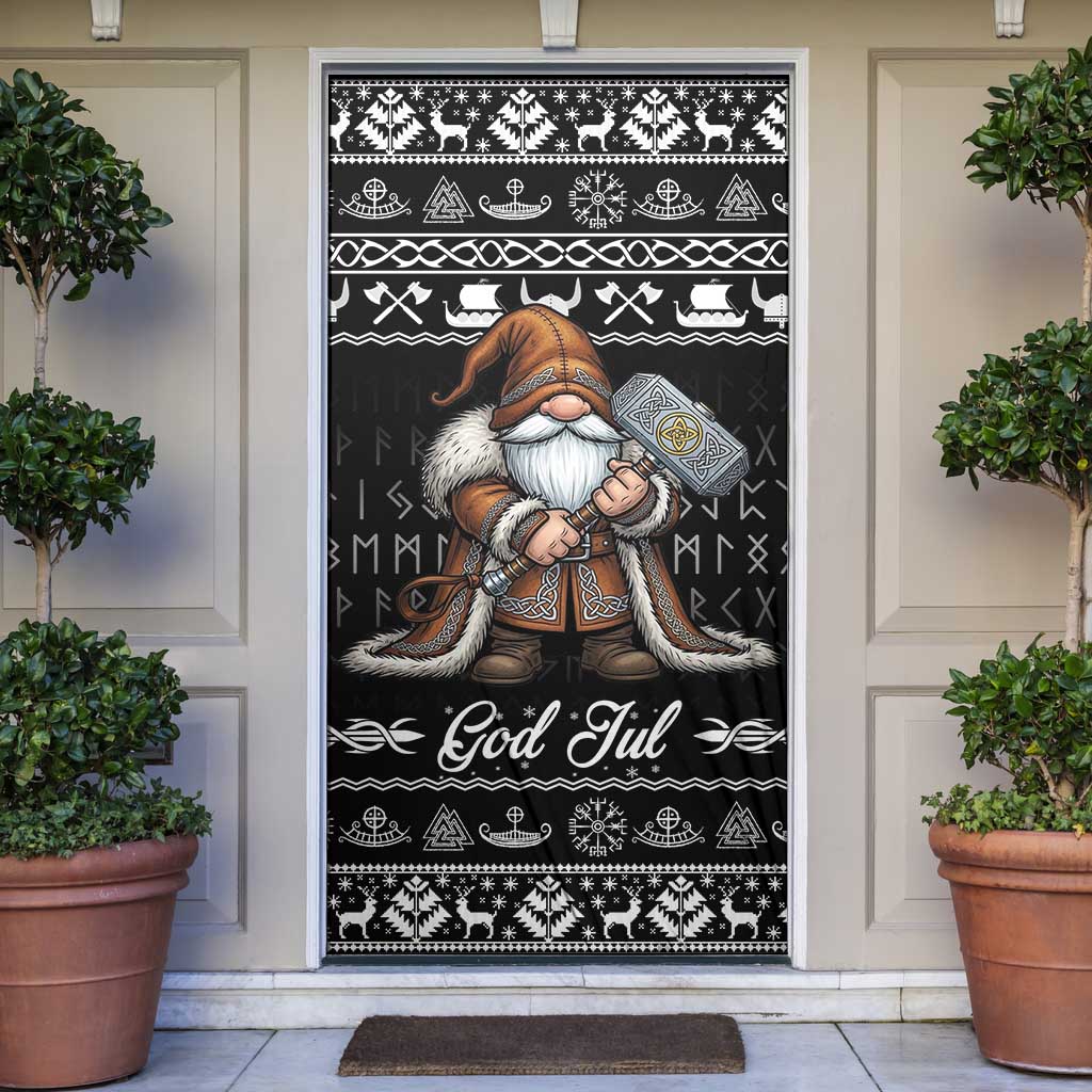 Viking Gnome Christmas Door Cover Nordic Xmas Spirit Pattern - Wonder Print Shop