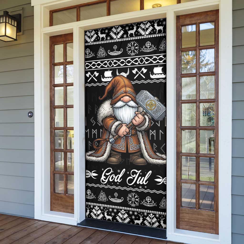 Viking Gnome Christmas Door Cover Nordic Xmas Spirit Pattern - Wonder Print Shop