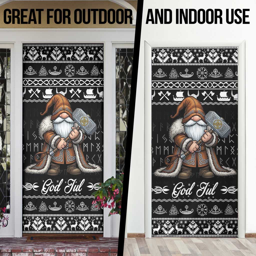 Viking Gnome Christmas Door Cover Nordic Xmas Spirit Pattern - Wonder Print Shop