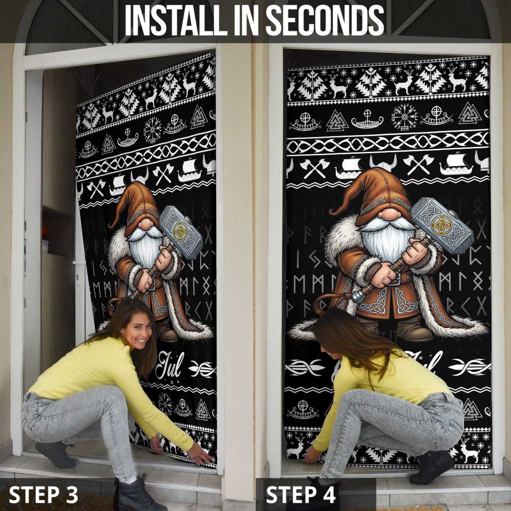 Viking Gnome Christmas Door Cover Nordic Xmas Spirit Pattern - Wonder Print Shop