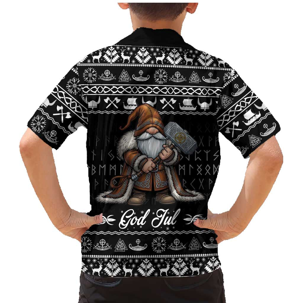 Viking Gnome Christmas Family Matching Mermaid Dress and Hawaiian Shirt Nordic Xmas Spirit Pattern - Wonder Print Shop