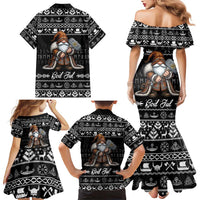 Viking Gnome Christmas Family Matching Mermaid Dress and Hawaiian Shirt Nordic Xmas Spirit Pattern - Wonder Print Shop