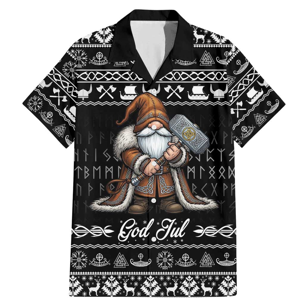 Viking Gnome Christmas Family Matching Mermaid Dress and Hawaiian Shirt Nordic Xmas Spirit Pattern - Wonder Print Shop