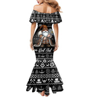Viking Gnome Christmas Family Matching Mermaid Dress and Hawaiian Shirt Nordic Xmas Spirit Pattern - Wonder Print Shop