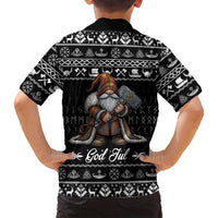 Viking Gnome Christmas Family Matching Off Shoulder Maxi Dress and Hawaiian Shirt Nordic Xmas Spirit Pattern - Wonder Print Shop
