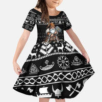 Viking Gnome Christmas Family Matching Off Shoulder Maxi Dress and Hawaiian Shirt Nordic Xmas Spirit Pattern - Wonder Print Shop