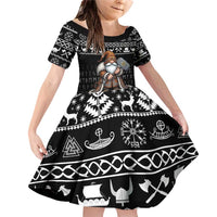 Viking Gnome Christmas Family Matching Off Shoulder Short Dress and Hawaiian Shirt Nordic Xmas Spirit Pattern - Wonder Print Shop
