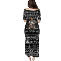 Viking Gnome Christmas Family Matching Puletasi and Hawaiian Shirt Nordic Xmas Spirit Pattern - Wonder Print Shop