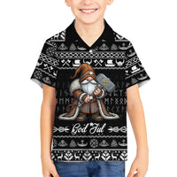 Viking Gnome Christmas Family Matching Puletasi and Hawaiian Shirt Nordic Xmas Spirit Pattern - Wonder Print Shop