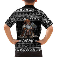 Viking Gnome Christmas Family Matching Short Sleeve Bodycon Dress and Hawaiian Shirt Nordic Xmas Spirit Pattern - Wonder Print Shop