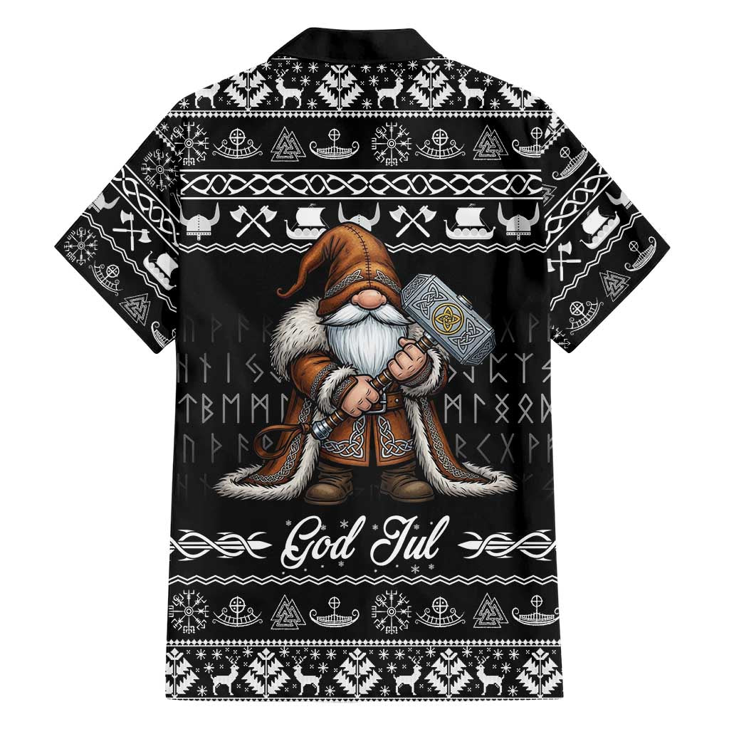 Viking Gnome Christmas Family Matching Short Sleeve Bodycon Dress and Hawaiian Shirt Nordic Xmas Spirit Pattern - Wonder Print Shop