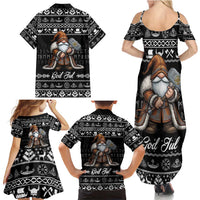 Viking Gnome Christmas Family Matching Summer Maxi Dress and Hawaiian Shirt Nordic Xmas Spirit Pattern - Wonder Print Shop
