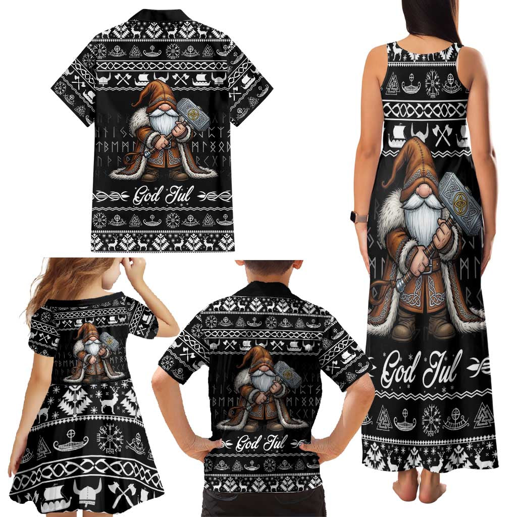 Viking Gnome Christmas Family Matching Tank Maxi Dress and Hawaiian Shirt Nordic Xmas Spirit Pattern - Wonder Print Shop