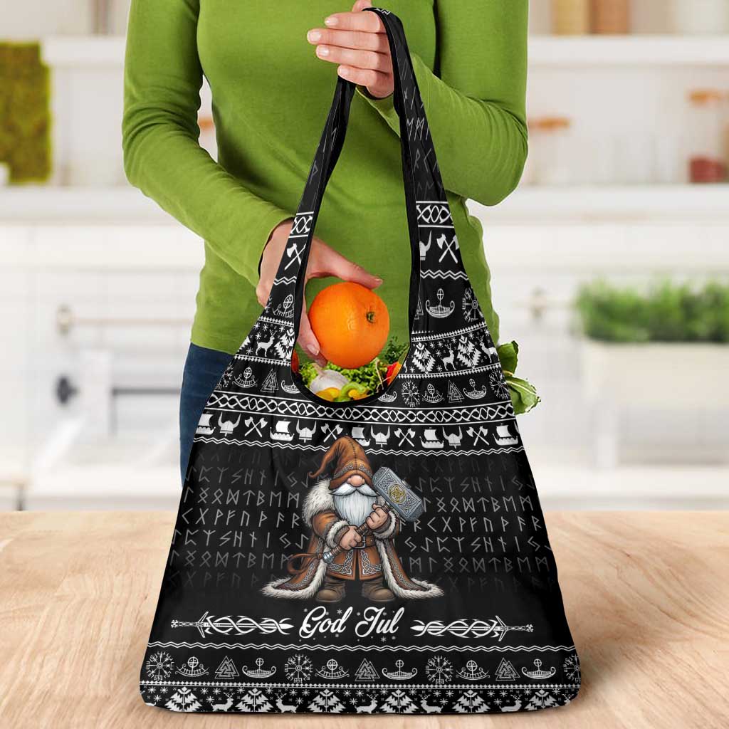 Viking Gnome Christmas Grocery Bag Nordic Xmas Spirit Pattern - Wonder Print Shop