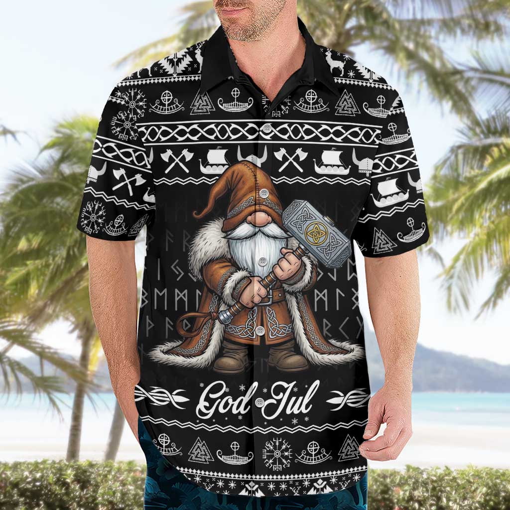 Viking Gnome Christmas Hawaiian Shirt Nordic Xmas Spirit Pattern - Wonder Print Shop