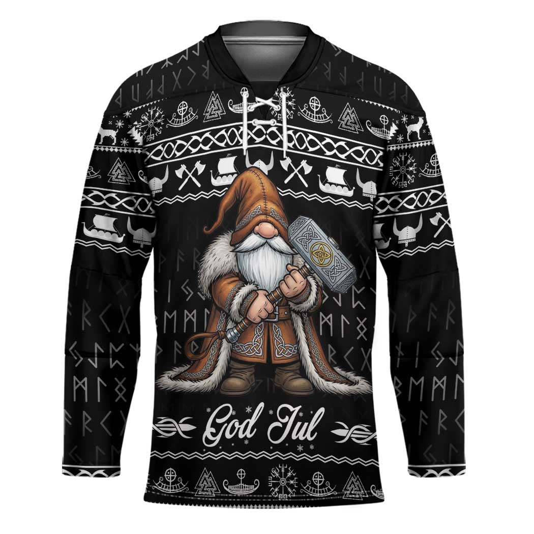 Viking Gnome Christmas Hockey Jersey Nordic Xmas Spirit Pattern - Wonder Print Shop