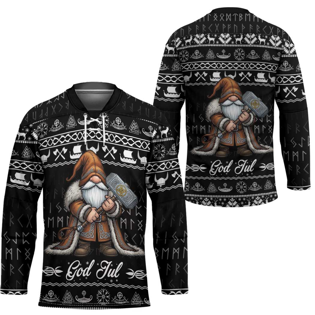 Viking Gnome Christmas Hockey Jersey Nordic Xmas Spirit Pattern - Wonder Print Shop