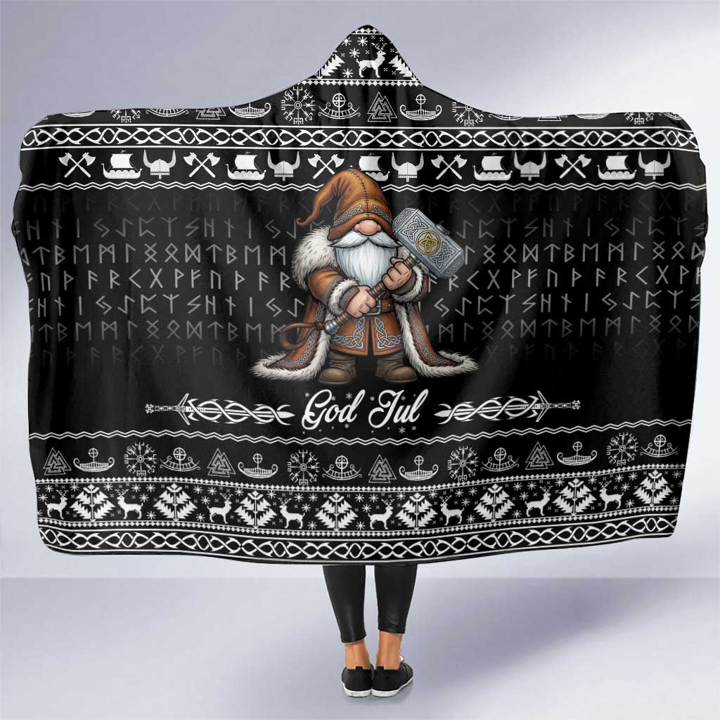 Viking Gnome Christmas Hooded Blanket Nordic Xmas Spirit Pattern - Wonder Print Shop