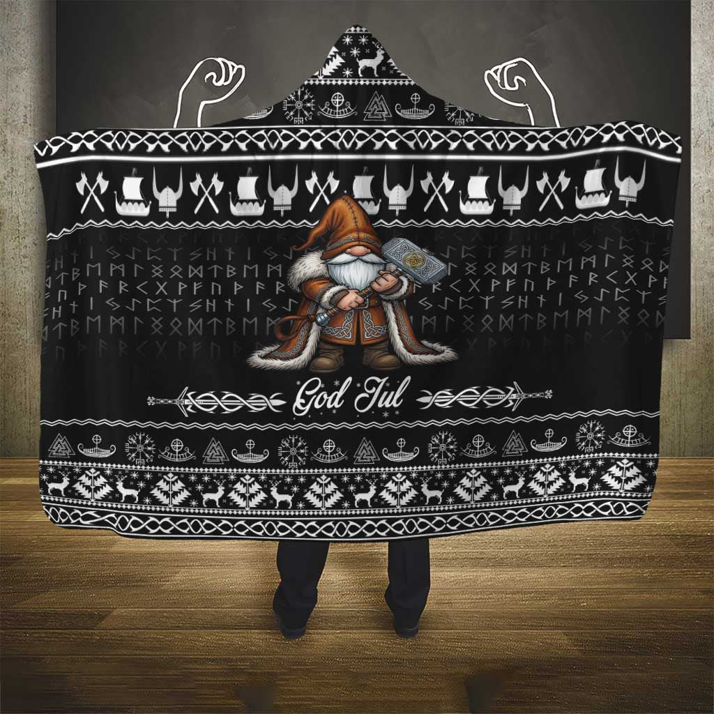 Viking Gnome Christmas Hooded Blanket Nordic Xmas Spirit Pattern - Wonder Print Shop