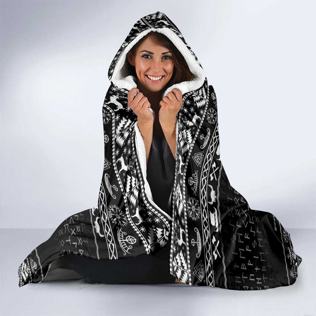 Viking Gnome Christmas Hooded Blanket Nordic Xmas Spirit Pattern - Wonder Print Shop